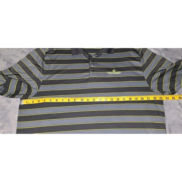 Men Polo Shirt Size L Under Armour Striped Loose Heatgear Golf Cimarron Hills TX - Picture 7 of 11